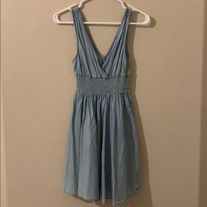 light blue v-neck dress